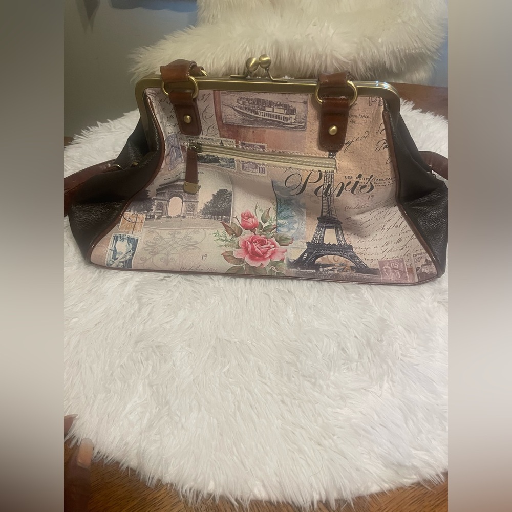 Vintage pocketbook brown with Paris design on  front & back